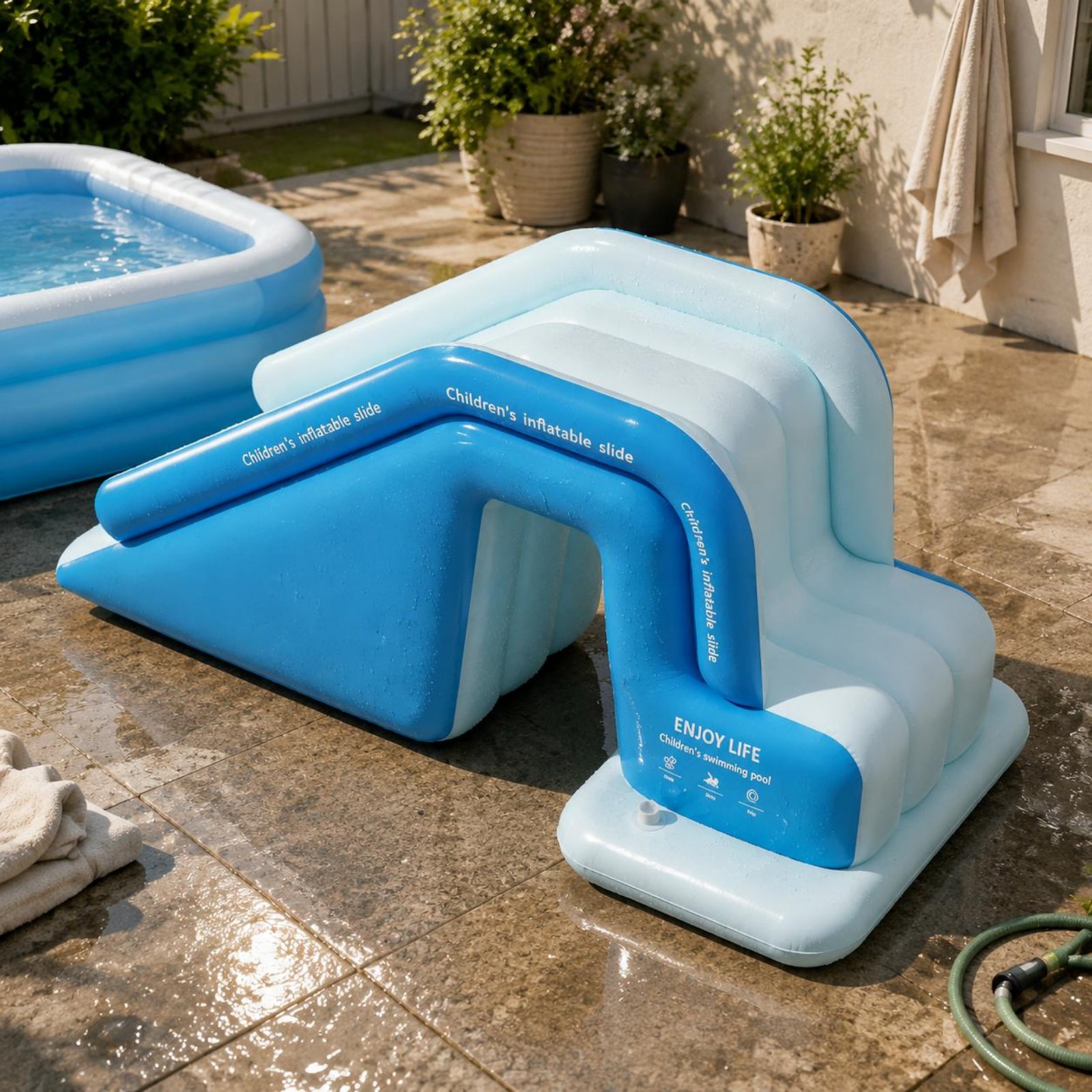 Kids Outdoor Pool - Toboggan gonflable pliable pour piscine, parc