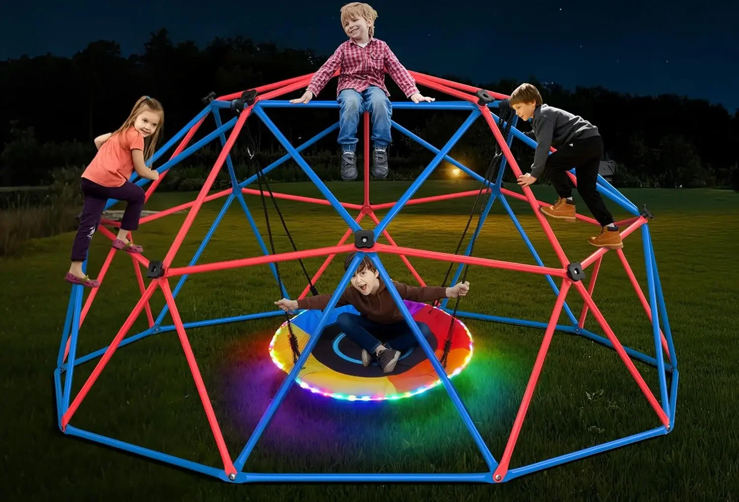 Kids Outdoor Climbing Dome - Hapfan Ensemble de balançoires dôme d'escalade