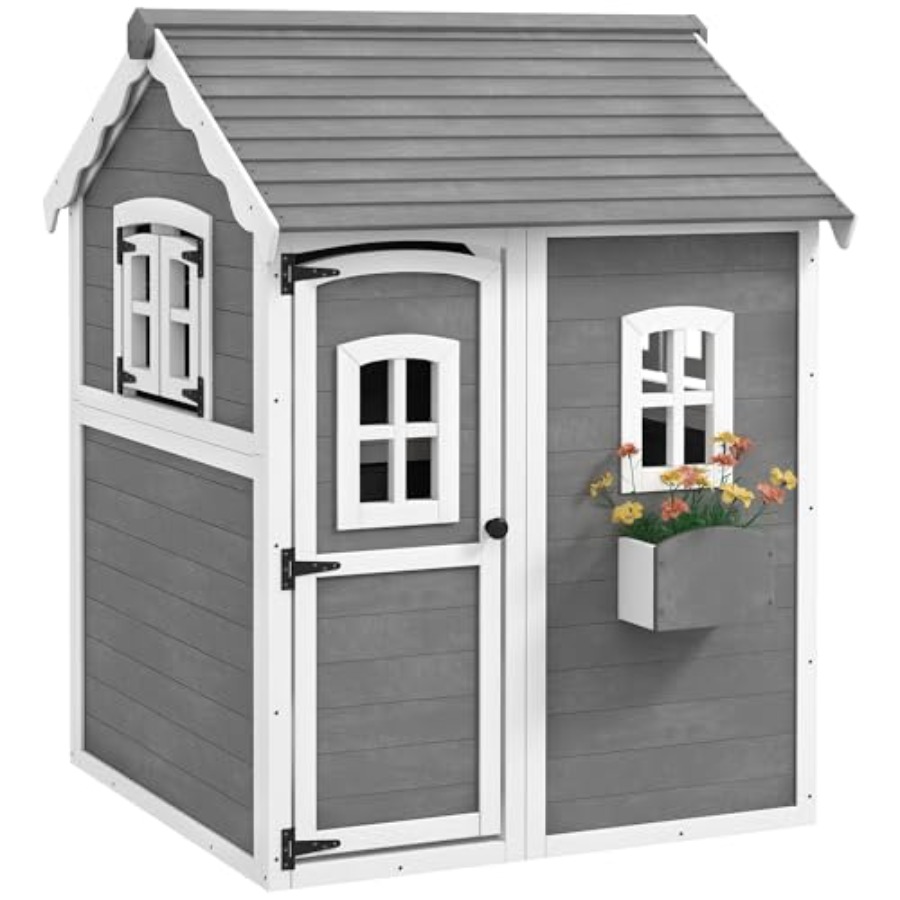 Kids Outdoor Playhouse - Maisonnette de jeu en bois pour