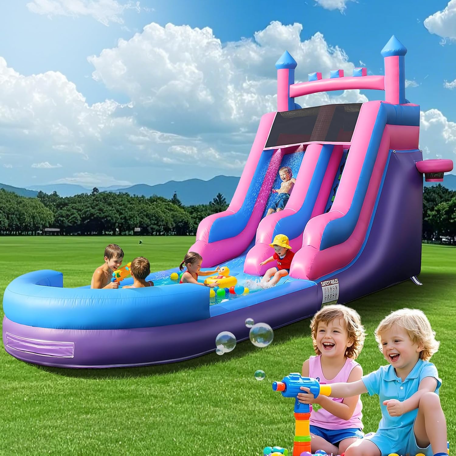 Kids Outdoor Park - Toboggan aquatique gonflable robuste de 26,2