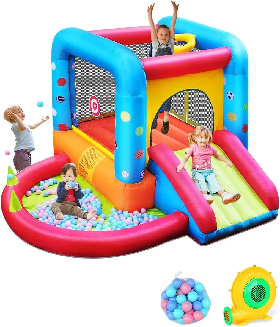 Kids Outdoor Jumping Castle - Château gonflable Step4Fun, toboggan pour enfants,
