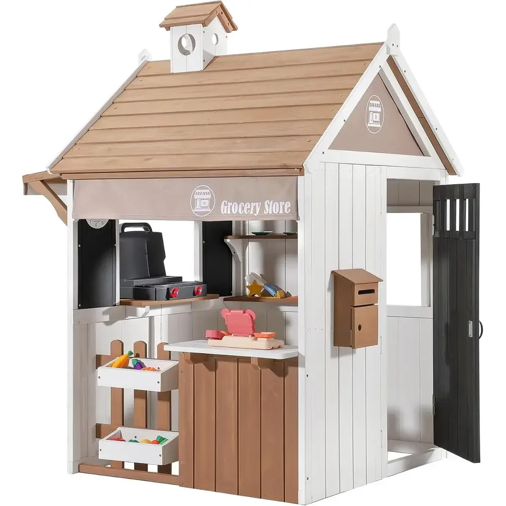 Kids Outdoor Chalkboard - Maison de jeu d'extérieur 2-en-1 pour