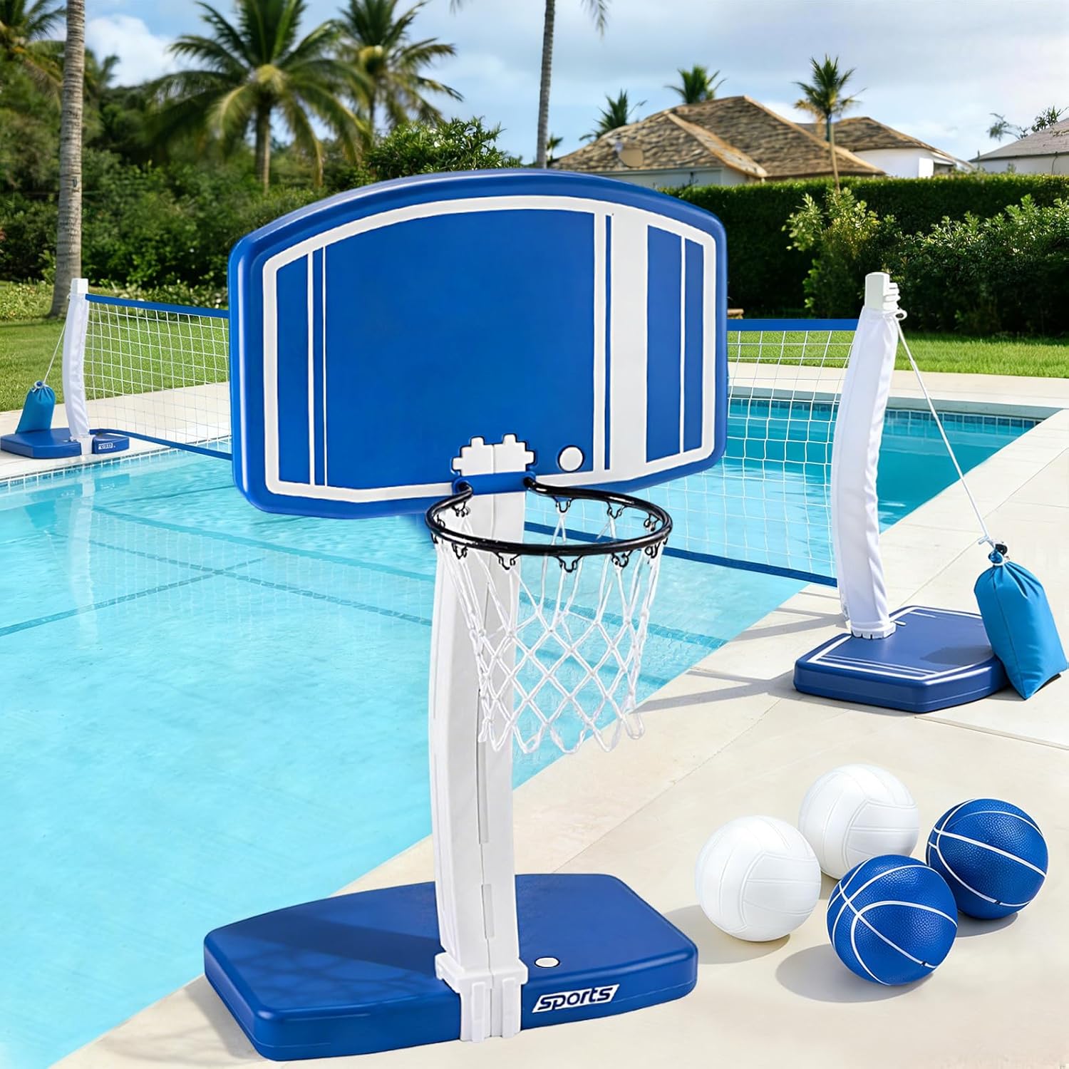Kids Outdoor Pool - Panier de basket-ball et filet de