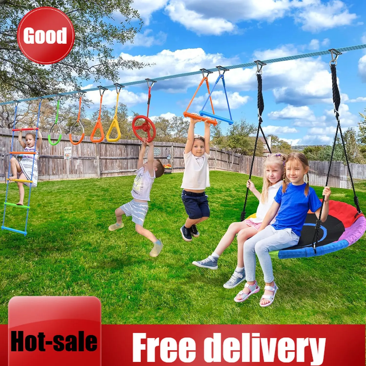 Kids Outdoor Ninja Set - Parcours d'obstacles Ninja Warrior Hapfan 50