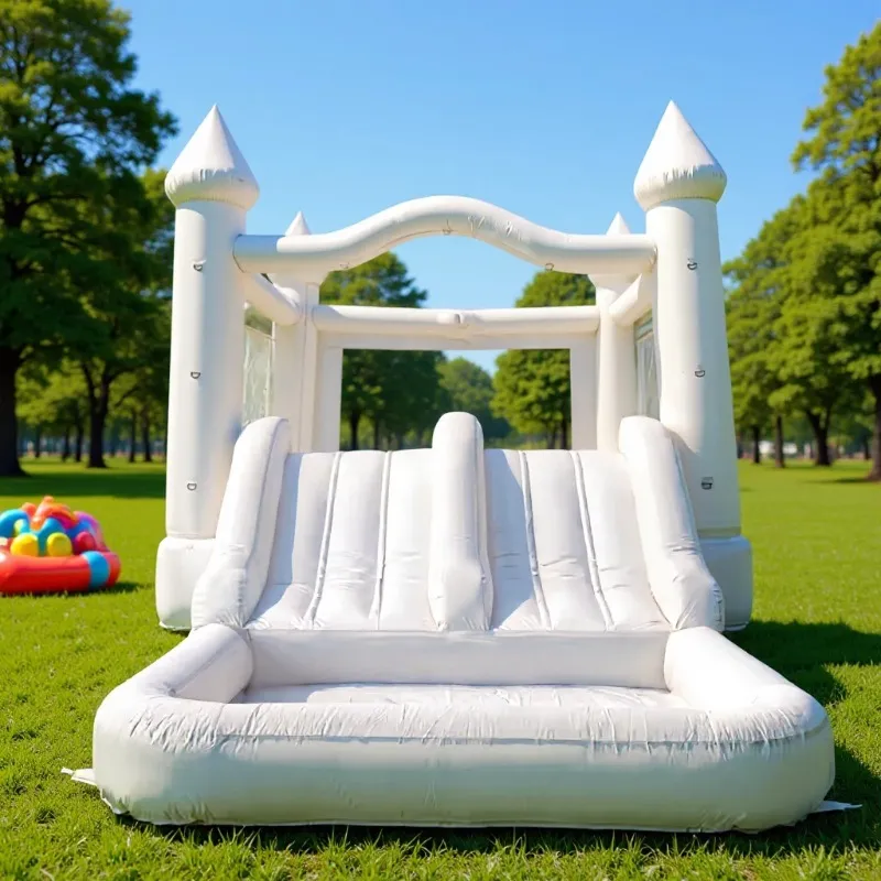 Kids Outdoor Jumping Castle - Château gonflable géant blanc avec toboggan