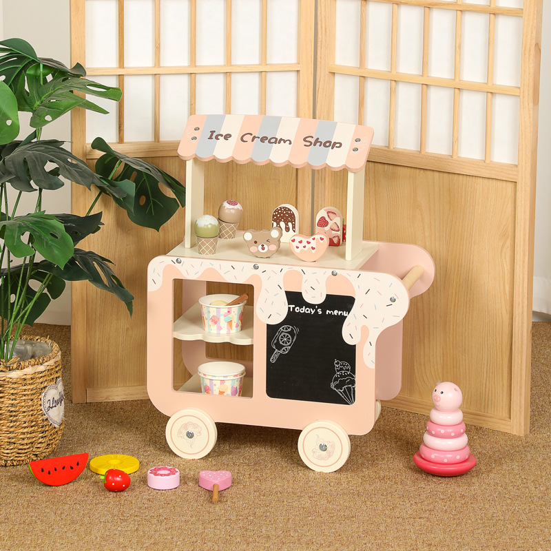 Kids Outdoor Chalkboard - Chariot de crème glacée en bois