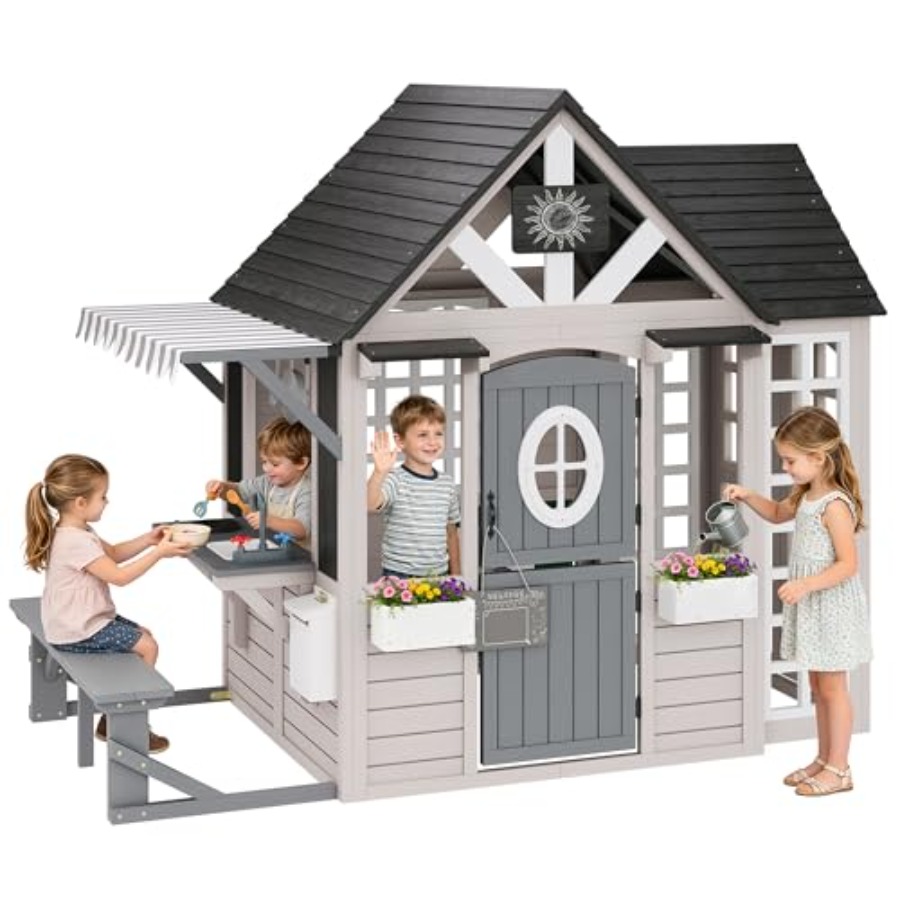 Kids Outdoor Chalkboard - Maisonnette de jeu en bois pour