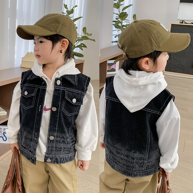 Garçon noir Denim gilet printe - Kids Outdoor Vest avis et prix