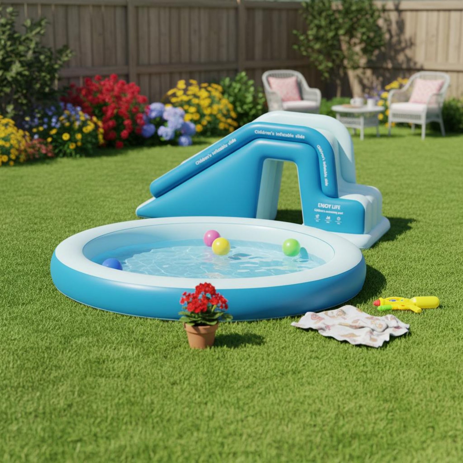 Toboggan gonflable pliable pou - Kids Outdoor Pool avis et prix