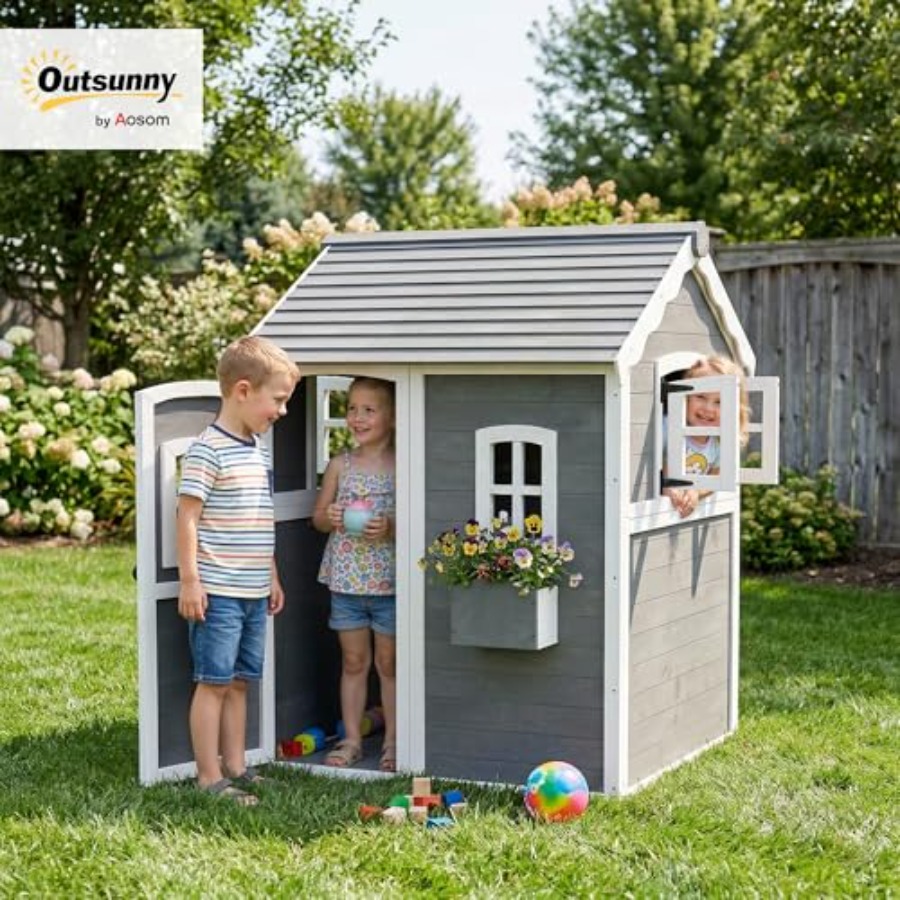 Maisonnette de jeu en bois pou - Kids Outdoor Playhouse avis et prix