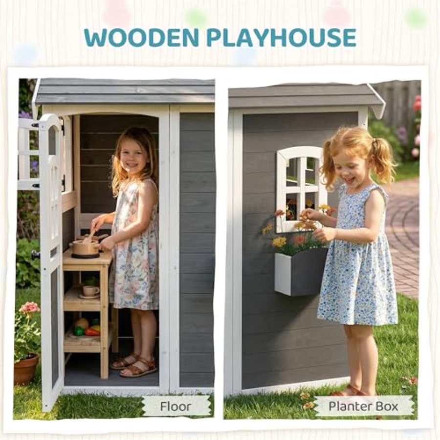 Maisonnette de jeu en bois pou - Kids Outdoor Playhouse avis et prix