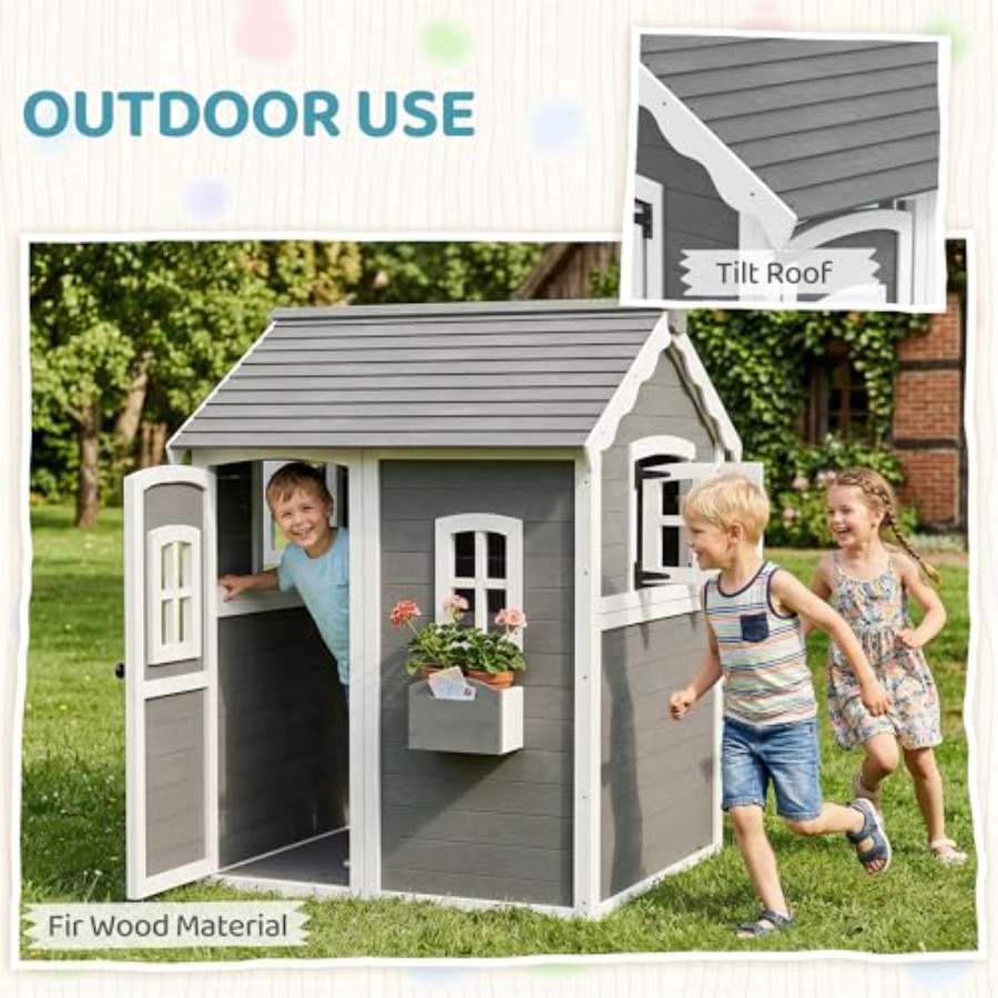Maisonnette de jeu en bois pou - Kids Outdoor Playhouse avis et prix