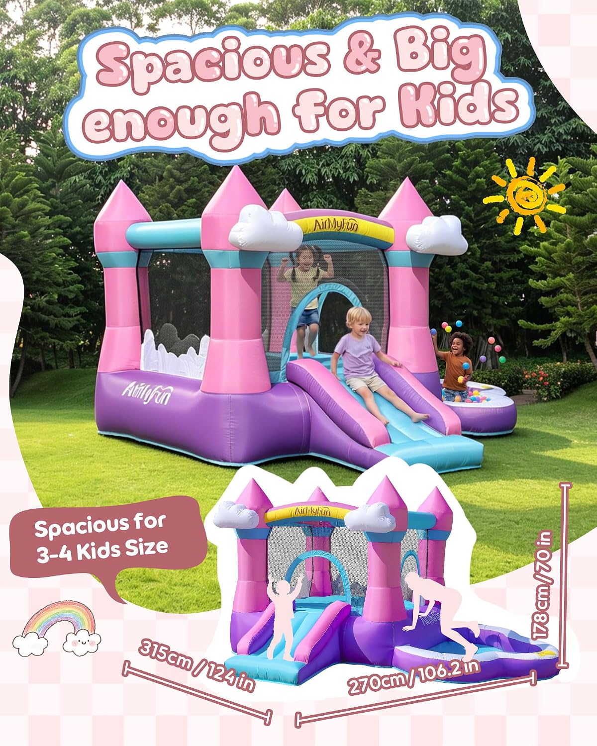 Château gonflable rose pour en - Kids Outdoor Pool avis et prix
