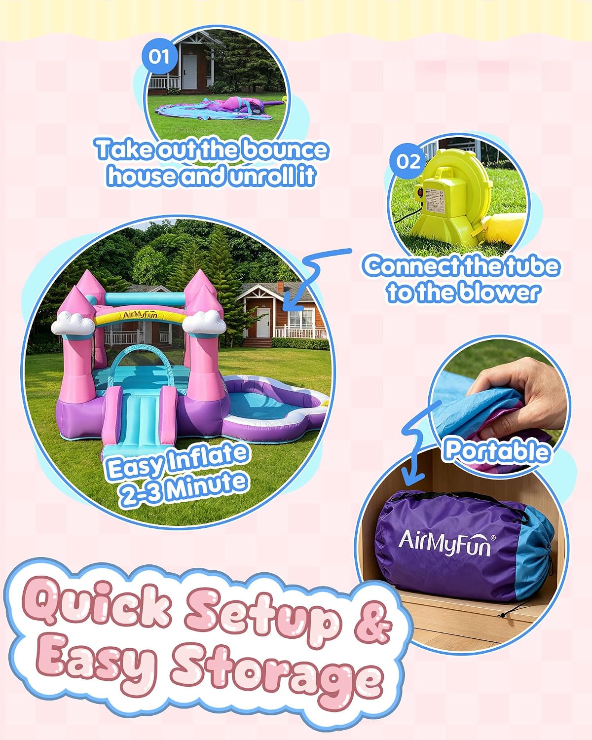 Château gonflable rose pour en - Kids Outdoor Pool avis et prix