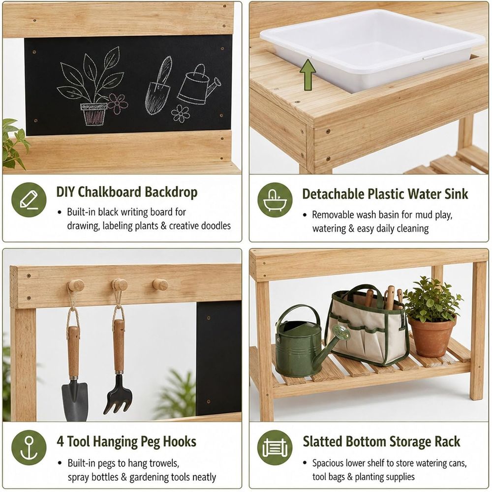 Banc de jardinage en bois pour - Kids Outdoor Sink avis et prix